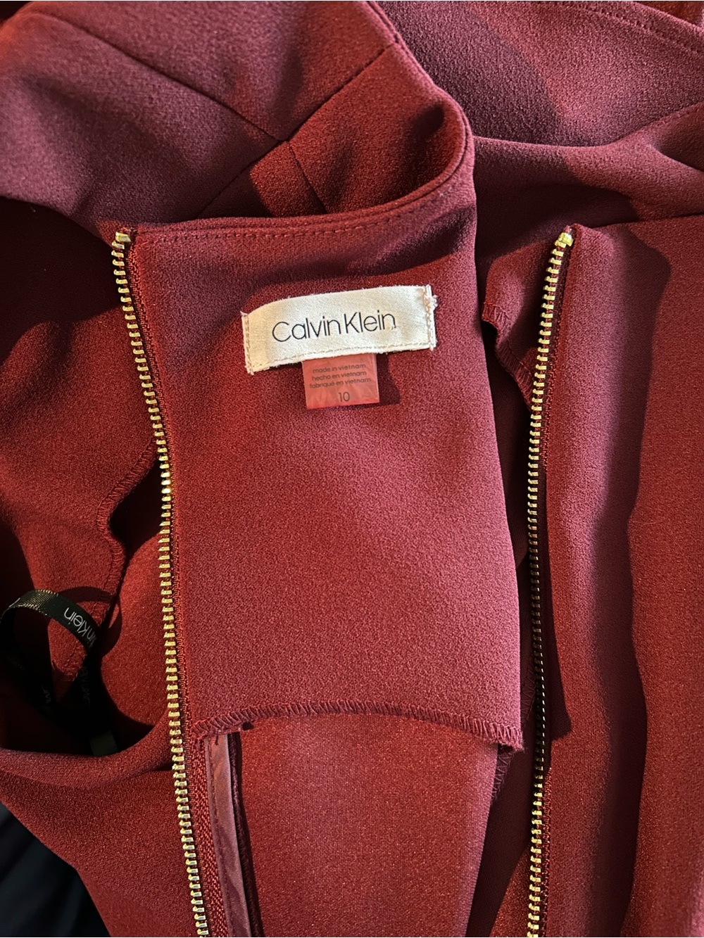 Burgundy Wine Bodycon Mermaid Midi Dress Cocktail Old Money Quiet Luxury Size 10 - Picture 6 of 6